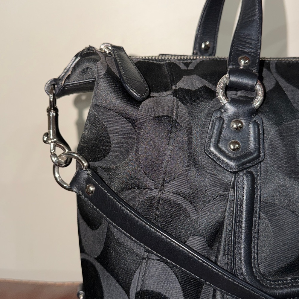 🔥🔥🔥Vintage Coach Campbell Black Signature Shoulder Bag Satchel Bag - Picture 10 of 13